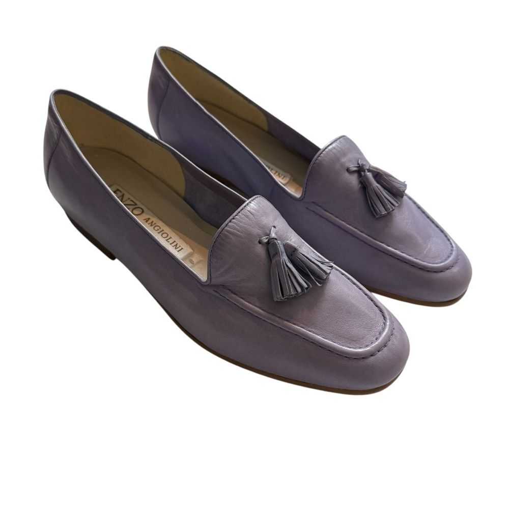 Enzo Angiolini Leather Tassel Loafers Lavender Purple Size 7.5M Spring Preppy